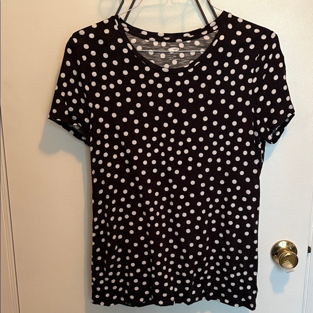 Old Navy Black and White Polka Dot Tee